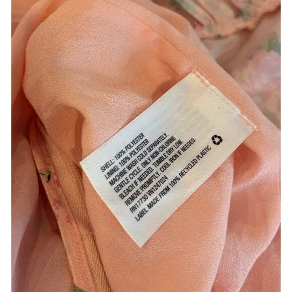 LoveShackFancy Target Cecile Puff Sleeve Dress Pink Melon Floral Size 18W New - Picture 5 of 7